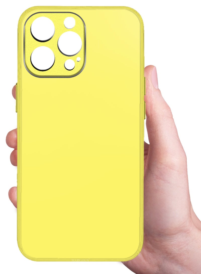 CATANES HiCool Glossy Hard TPU Case for iPhone 12 Pro - Full Coverage , Anti Finger Print , Anti Yellowing , Shockproof Slim Fit Design- Yellow - Image 5